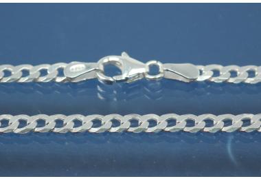 Panzerkette massiv (nicht teilhohl) 6 fach diamantiert, ca.3,30 breit x 0,80mm stark mit Karabiner, ca Mae Endglied B 3,55mm, MS 2,6mm, 925/- Silber, Lnge ca. 40cm