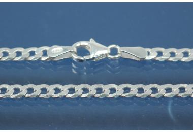 Curb Chain necklace (not hollow) 3,30x0,80mm 6x diamondcut extraflat with trigger clasp, approx size end part width 3,55mm, thickness 2,6mm,925/- Silver, Length approx size 42cm