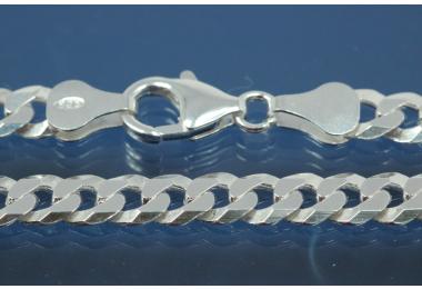 Curb Chain necklace (not hollow) approx. 5,1 x 1,05mm 6x diamondcut extraflat with trigger clasp, approx size end part width 5,30mm, thickness 2,8mm, 925/- Silver, Length approx size 55cm