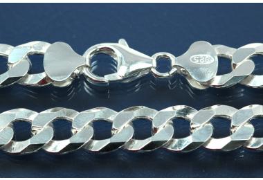 Curb Chain necklace (not hollow) ca.8,90 breit x 2,40mm 6x diamondcut extraflat with trigger clasp, approx size end part width 9,10mm, thickness 3,10mm, 925/- Silver, Length approx size 40cm