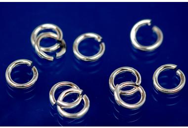 Jump rings round open approx. size outside  4,5mm, wire thickness 0,8mm, 925/- Silver