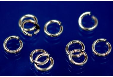 Jump rings round open approx. size outside  4,5mm, wire thickness 0,8mm, 925/- Silver rhodium plated
