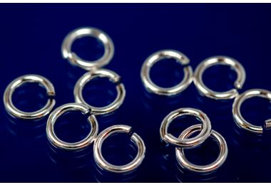 Jump rings round open approx. size outside  5,1mm, wire thickness 0,9mm, 925/- Silver