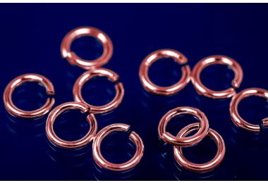 Jump rings round open approx. size outside  5,1mm, wire thickness 0,9mm, 925/- Silver rose gold plated