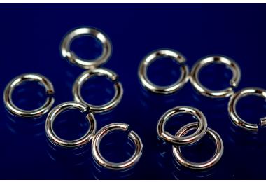Jump rings round open approx. size outside  5,1mm, wire thickness 0,9mm, 925/- Silver rhodium plated