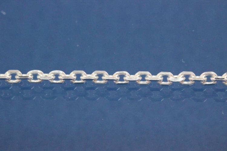 Anchor Chain Necklace 8-sides diamond cut, solid (not hollow) approx. size 1,4mm with trigger clasp, approx. size end part A 2,6mm, 925/- Silver, Length approx size 38cm