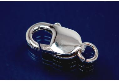 Trigger Clasp long wide heavy Model in 925/000 silver with ring, approx. size  lenght 16mm x width 8mm,