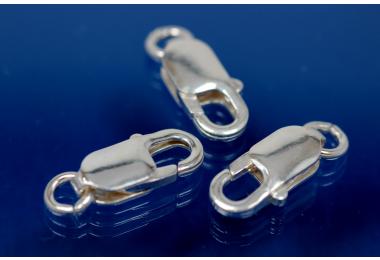 Trigger Clasp long slim heavy Model in 925/000 silver with ring, approx. size  lenght 16mm x width 6mm,