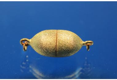 Magnetverschluss 925/- Silber ovalfrmig gefrostet vergoldet ca Mae 8mm, Lnge 21,5mm