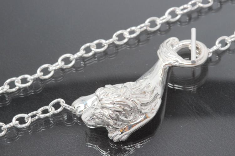 Collier Lwe plastisch hohl 925/- Silber mit Rundankerkette und Knebelverschlu