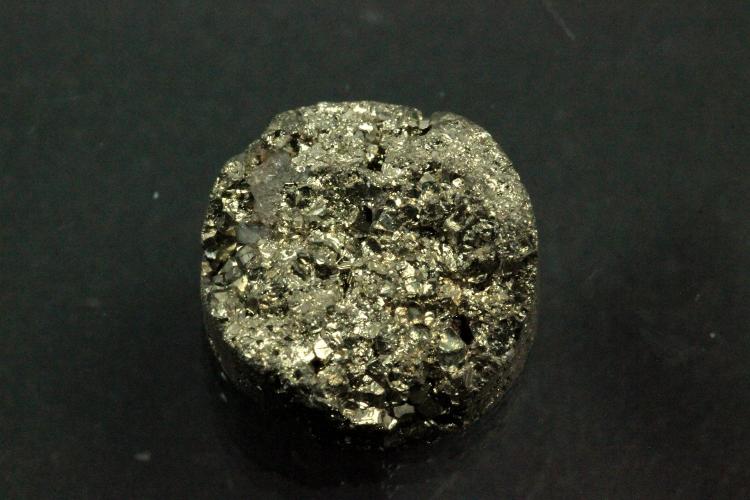 Achat Druzy, Form rund, Farbe pyritfarben, ca Mae  12mm, Hhe 4,2-6,5 mm