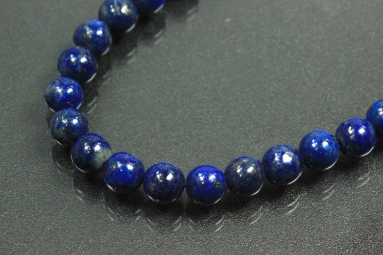 Lapis Lazuli kugelfrmiger Edelsteinstrang blaufarben, ca Mae  6mm, ca. 39,5cm lang.