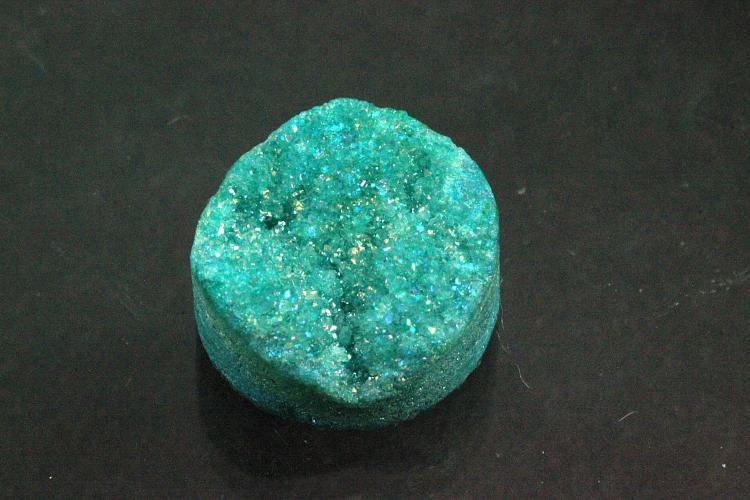 Quarz Druzy, Form rund, Farbe aventurinfarben, ca Mae  10mm, Hhe 3,6-5,6 mm