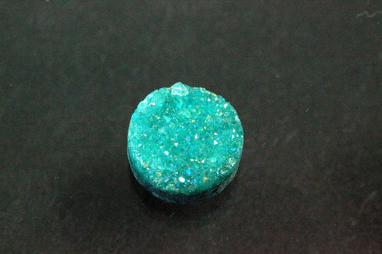 Quarz Druzy, Form rund, Farbe aventurinfarben, ca Mae  8mm, Hhe 3,8-5,0 mm