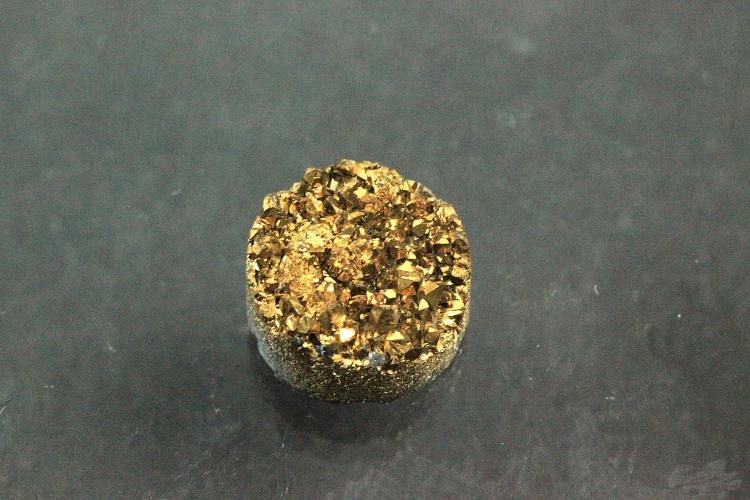 Quarz Druzy, Form rund, Farbe goldfarben, ca Mae  8mm, Hhe 4,0-4,5 mm