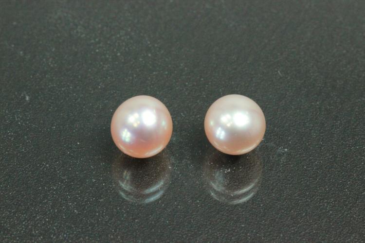Freshwater pearls, undrilled round, approx.size 7,0mm, color shades of rose