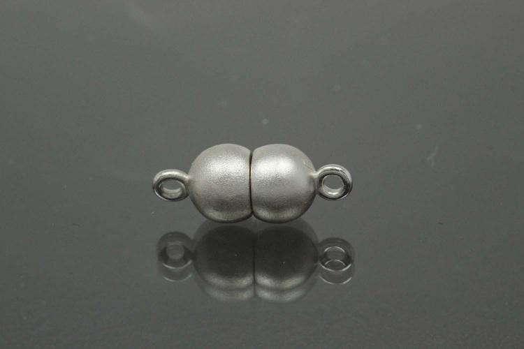 Magnetic Clasp Double Ball, size ca. 6,5x17mm metal rhodium plated sanded