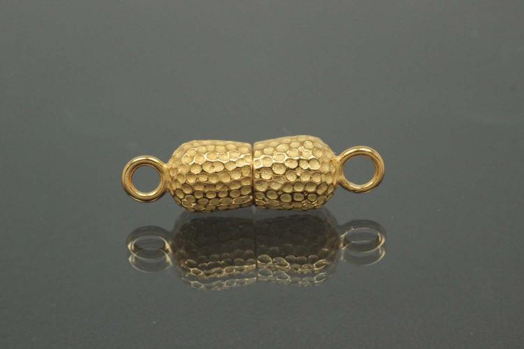 Magnetic Clasp Double Ball long, size ca. 6,5x22,5mm nugget optic metal gold plated polished