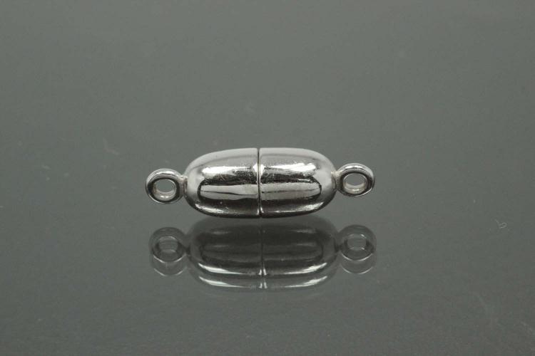 Magnetic Clasp Tipped Oval, size ca. 6x19mm metal rhodium plated polished
