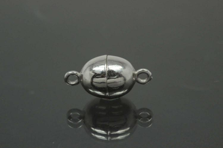 Magnetic Clasp Oval, size ca. 8,5x17,0mm metal rhodium plated polished
