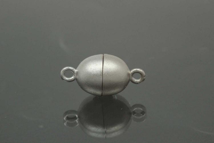 Magnetic Clasp Oval, size ca. 8,5x17,0mm metal rhodium plated sanded