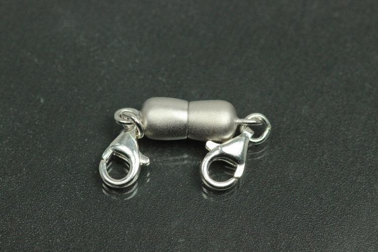 Steiner Vario Magnetic Clasp Double Ball long metal rhodium plated sanded, size approx. length 45,0mm