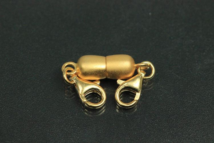 Steiner Vario Magnetic Clasp Double Ball long metal gold plated sanded, size approx. length 45,0mm