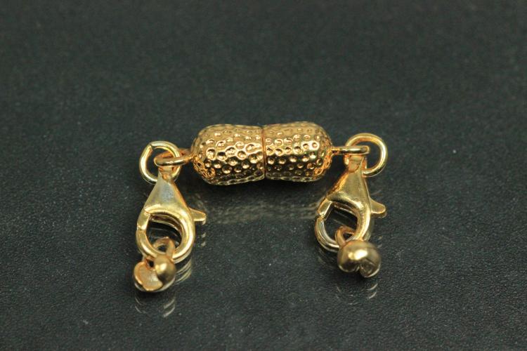 Steiner Vario Magnetic Clasp Double Ball long nugget optic metal gold plated polished, size approx. length 55,0mm