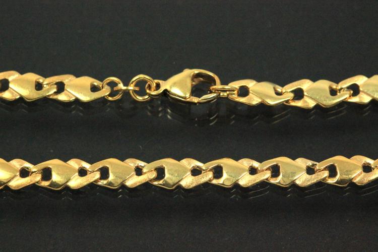 Bracelet 333/- solid diamond-shaped links hand-assembled with carabiner approx. Dimensions length 21.5cm, width 5.80mm,