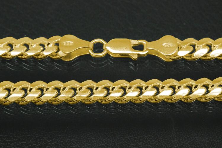 Panzerkette gedr�ckt 925/- Silber vergoldet mit Karabiner ca. Breite 4,9mm