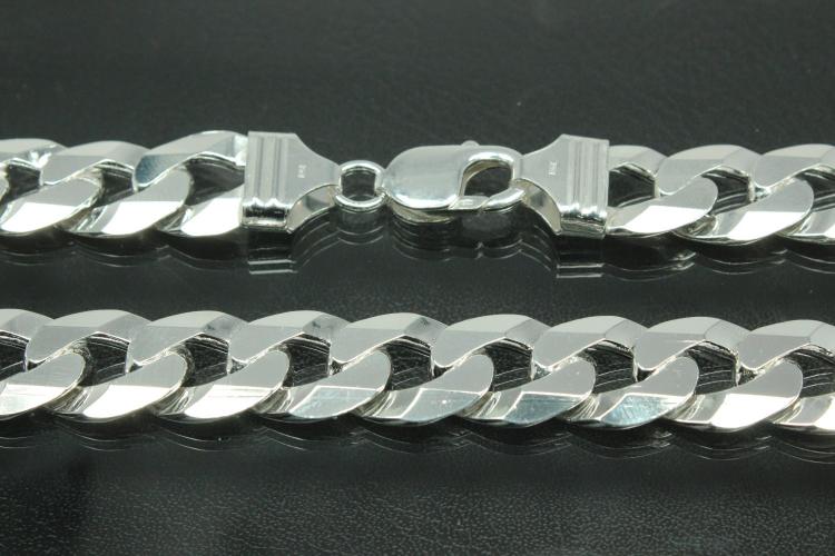 Panzerkette 6 seitig diamantiert 925/- Silber mit Karabiner ca Ma�e Breite 14,0mm