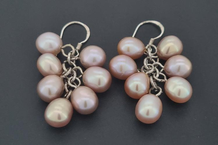 Perlohrhnger Potatoe pflaumenfarben, ca. 5-6mm, mit 925/- Silberohrhaken