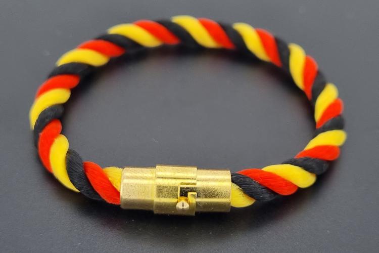 Fanartikel Seidenkordel - Armband, schwarz / rot / gelb , Lnge ca. 16cm