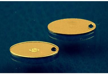 Stempelplttchen Oval 5x12mm, Loch 1mm, 585/- Gold