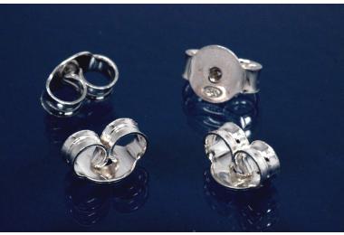 Earring clutch 925/- Silver, ca. L7,2 x W5,3 x H3,7mm