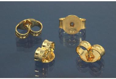 Ohrmutter 925/- Silber vergoldet, ca. L7,2 x B5,2 x H3,7mm