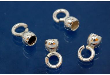 Pearl capsule with open ring  4mm 925/- Silver