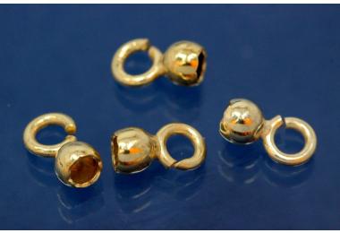 Pearl capsule with open ring  4mm 925/- Silver gold plated