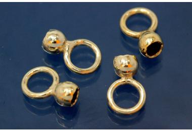 Pearl capsule with closed ring  3mm 925/- Silver gold plated
