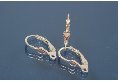 Leverback with Teardrop 925/- Silver approx. size high 17,1mm x width 11,0mm, regular open Loop I  1,2mm