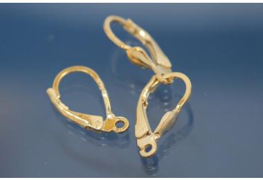 Leverback with Teardrop 925/- Silver gold plated approx. size high 17,1mm x width 11,0mm, regular open Loop I  1,2mm