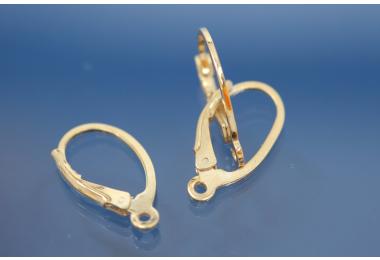 Leverback polished 925/- silver gold plated regular open loop I  1,1mm, approx.17,8mm x 10,0mm,