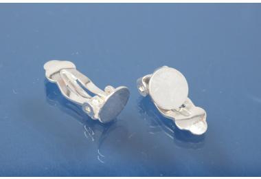 Ear clip with  8mm round plate 925/- Silver solid version