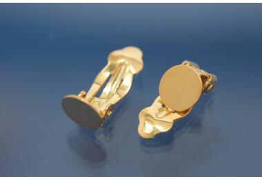 Ear clip with  8mm round plate 925/- Silver gold plated solid version