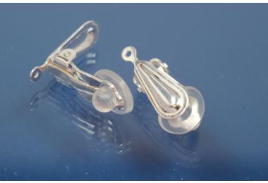 Ear clip with teardrop approx.length 18mm and silicone inlay with loop I  1,2mm 925/- silver.