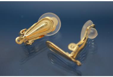 Ear clip with teardrop approx.length 18mm and silicone inlay with loop I  1,2mm 925/- silver gold plated.