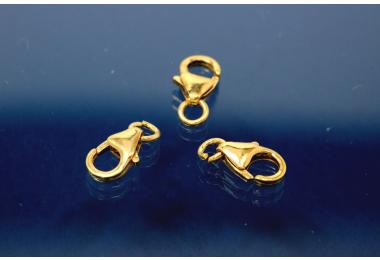 Trigger Clasp with open Ring 8 mm 925/- Silver gold plated