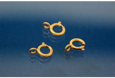 Spring Ring with open Ring 5 mm 925/- Silver gold plated