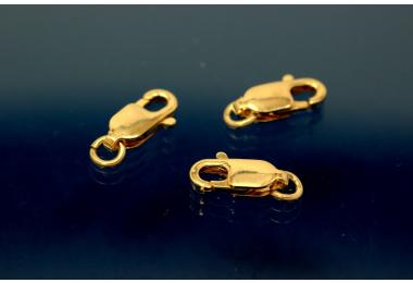 Trigger Clasp long with Ring 10mm 925/000 silver gold plated