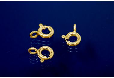 Spring Ring with open Ring 6 mm 925/- Silver gold plated